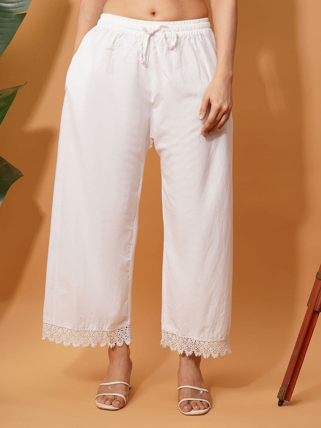 LEGITLOOKS Women Solid Wide Leg Lace Palazzo - view 1