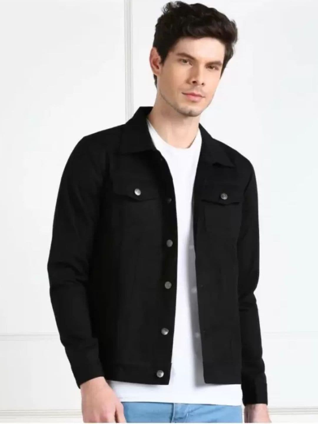 Mevan Men Cotton Black Denim Jacket - view 1