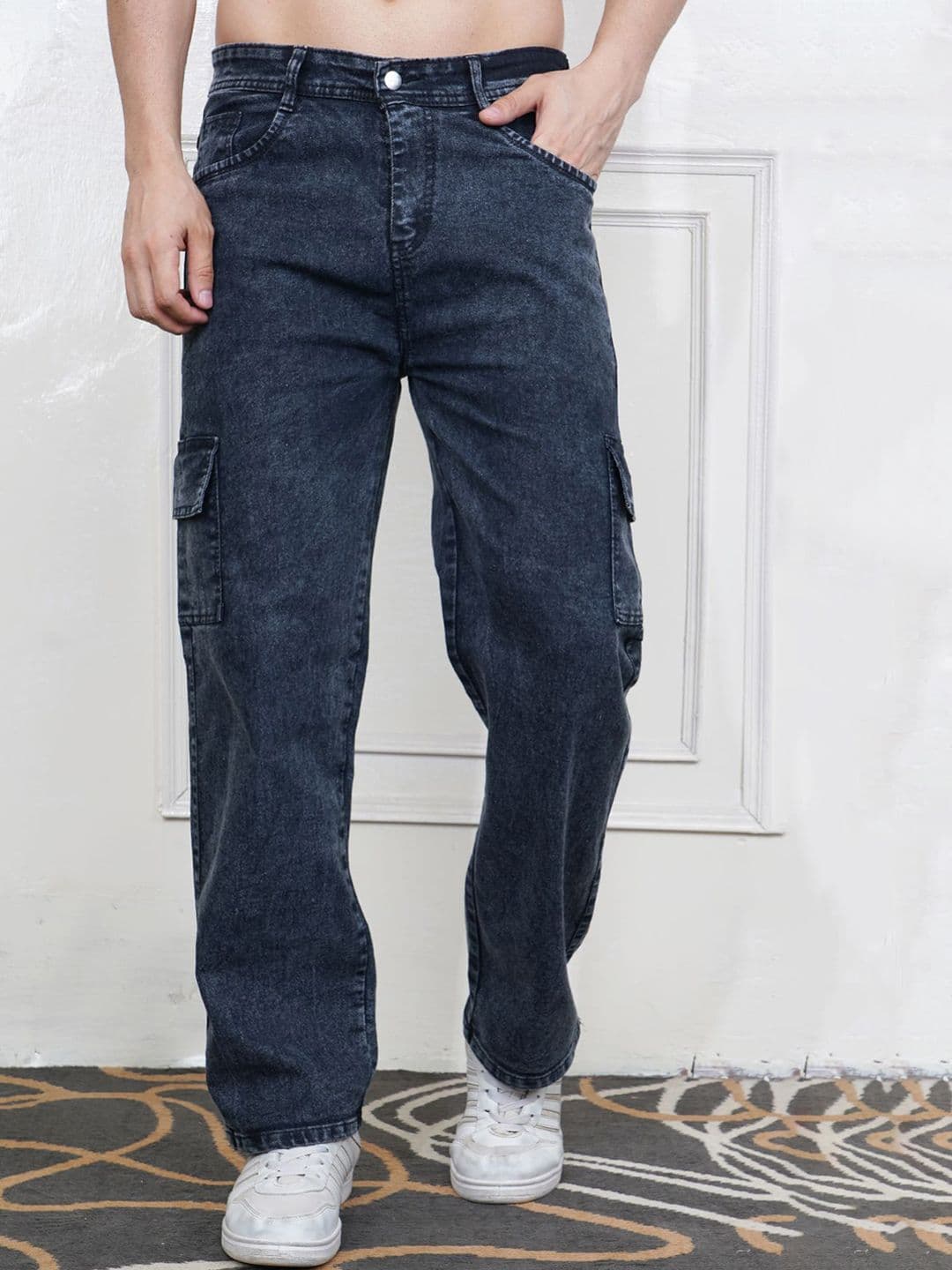 MaverIQ Men Classic Baggy Mid-Rise Stretchable Cargo Styles Jeans - view 1