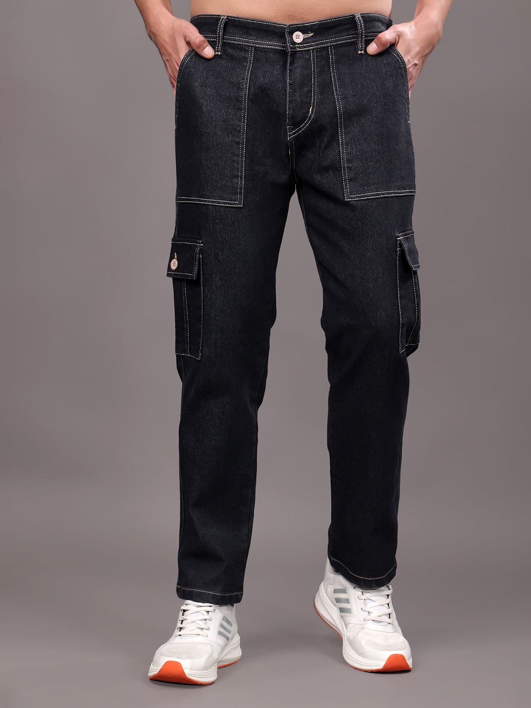 ZAYSH Men Regular Fit Mid-Rise Low Distress Denim Cargo Jeans - view 1
