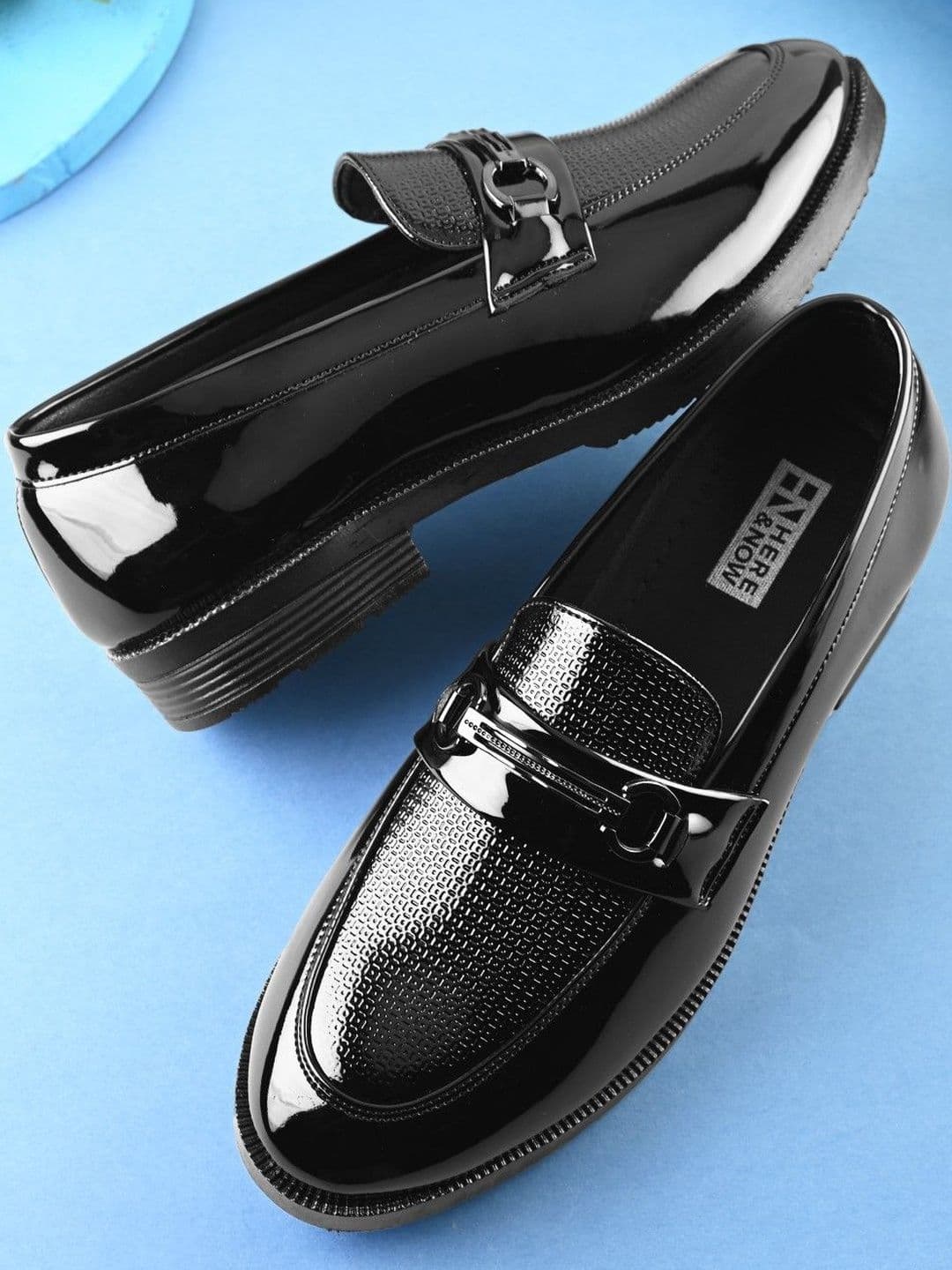 HERE&NOW Men black shiny Synthetic Patent Formal loafers shoes - view 1