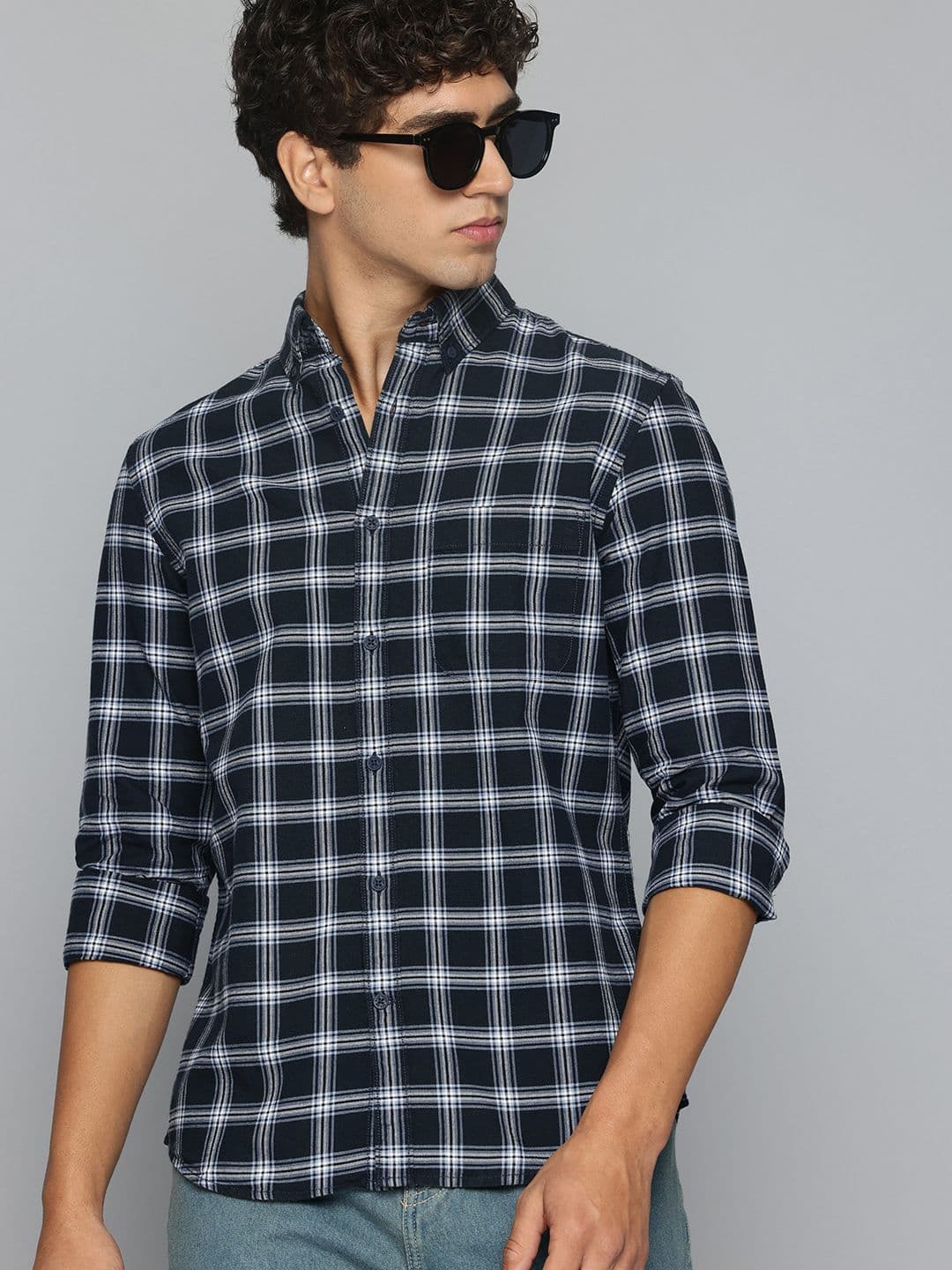 Flying Machine Slim Fit Checked Pure Cotton Casual Shirt - view 1