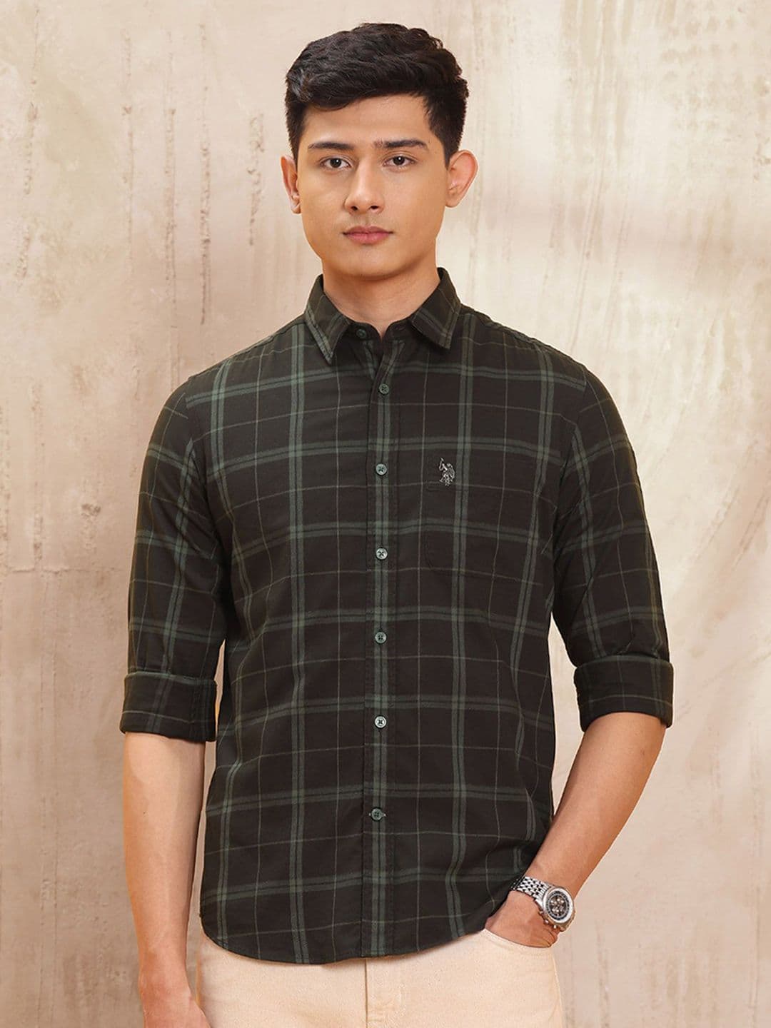 U.S. Polo Assn. Denim Co. Men Slim Fit Checked Casual Shirt - view 1