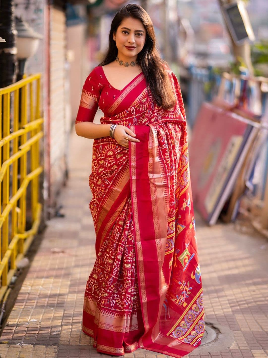 Swaraas Warli Printed Pochampally Saree - view 1