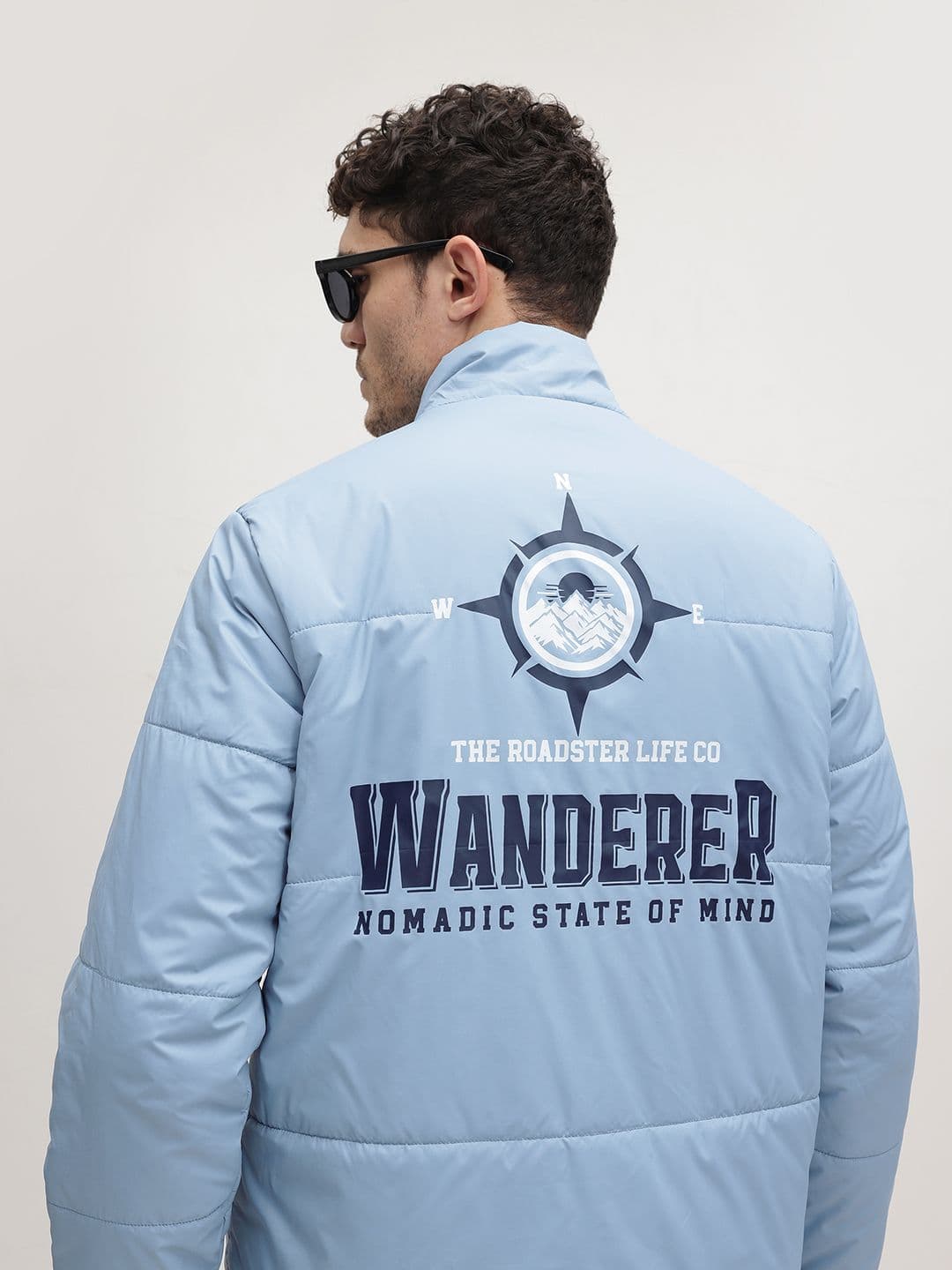 The Roadster Life Co. Typography Printed Mock Collar Padded Jacket - view 1