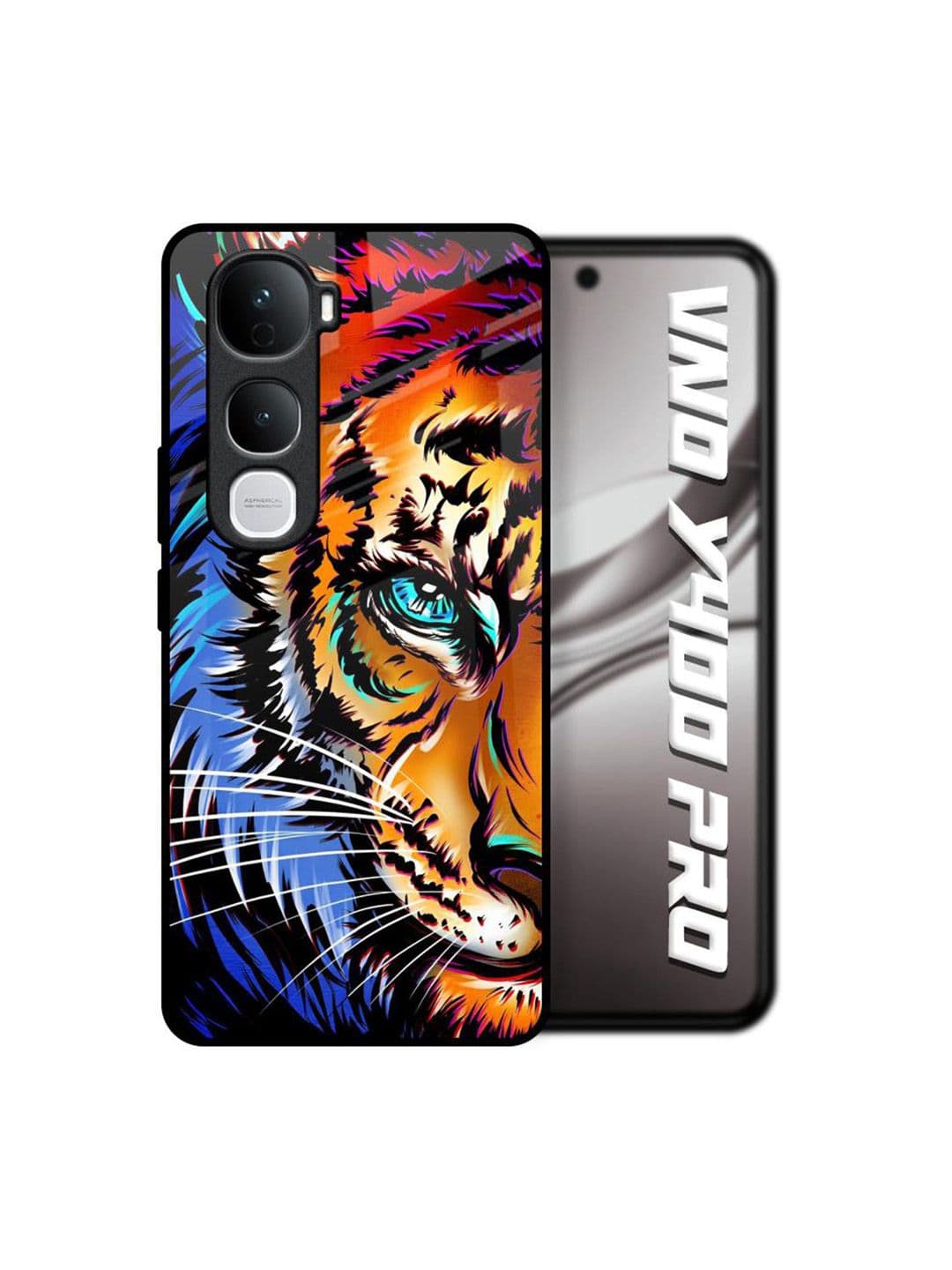 QRIOH Quirky Printed Vivo Y400 Pro 5G Beast Tiger Art Glass Back Case Mobile Accessories