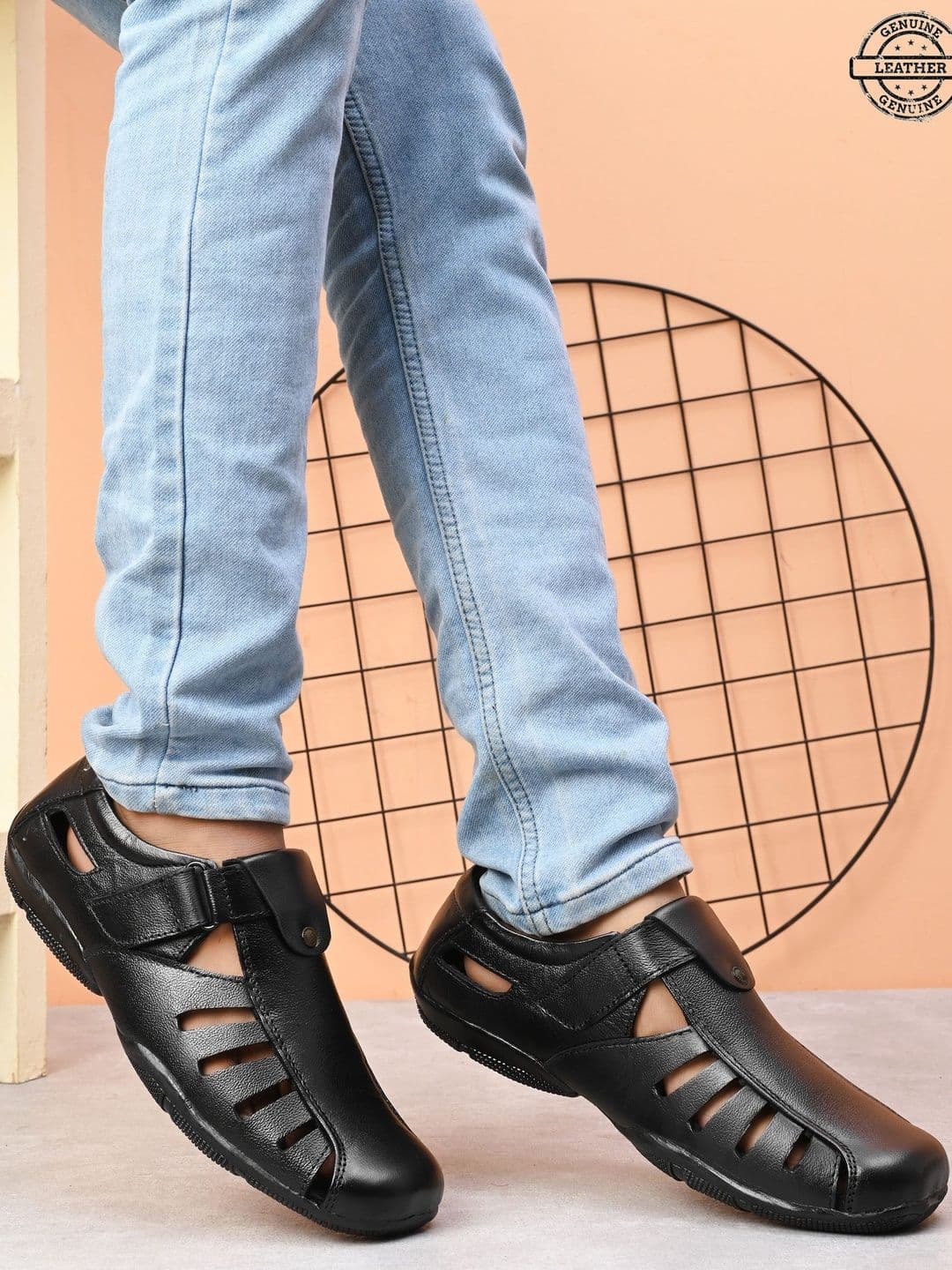 HERE&NOW Men Leather Comfort Sandals - view 1