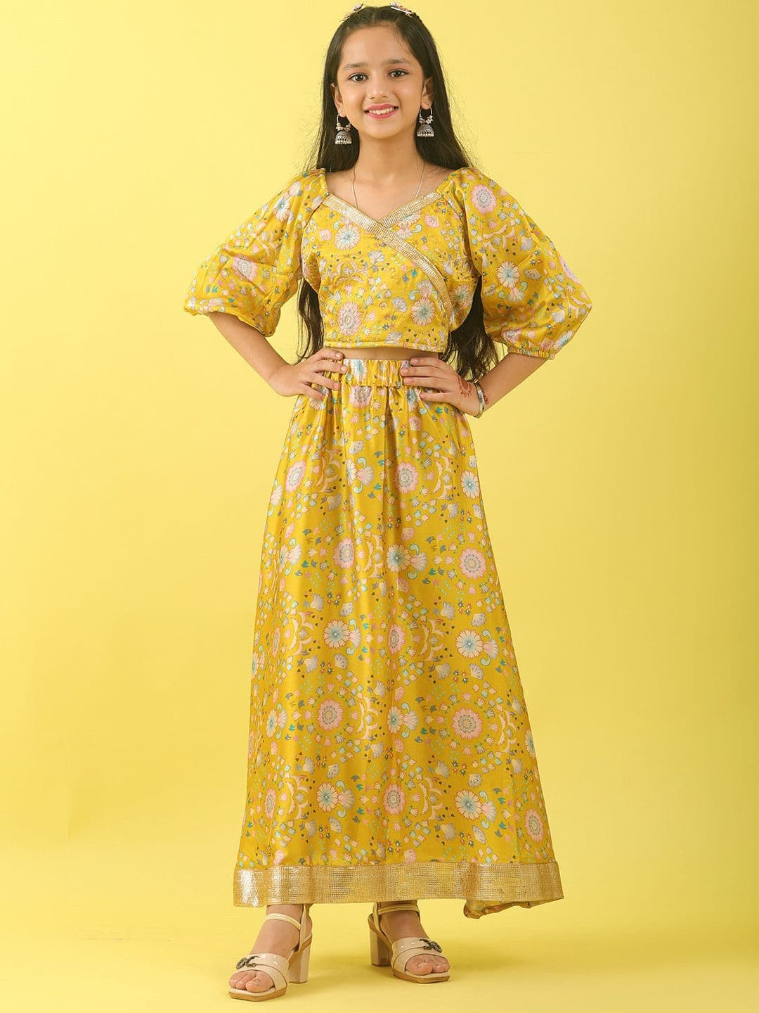 BAESD Girls Embroidered Ready To Wear Lehenga & Blouse - view 1