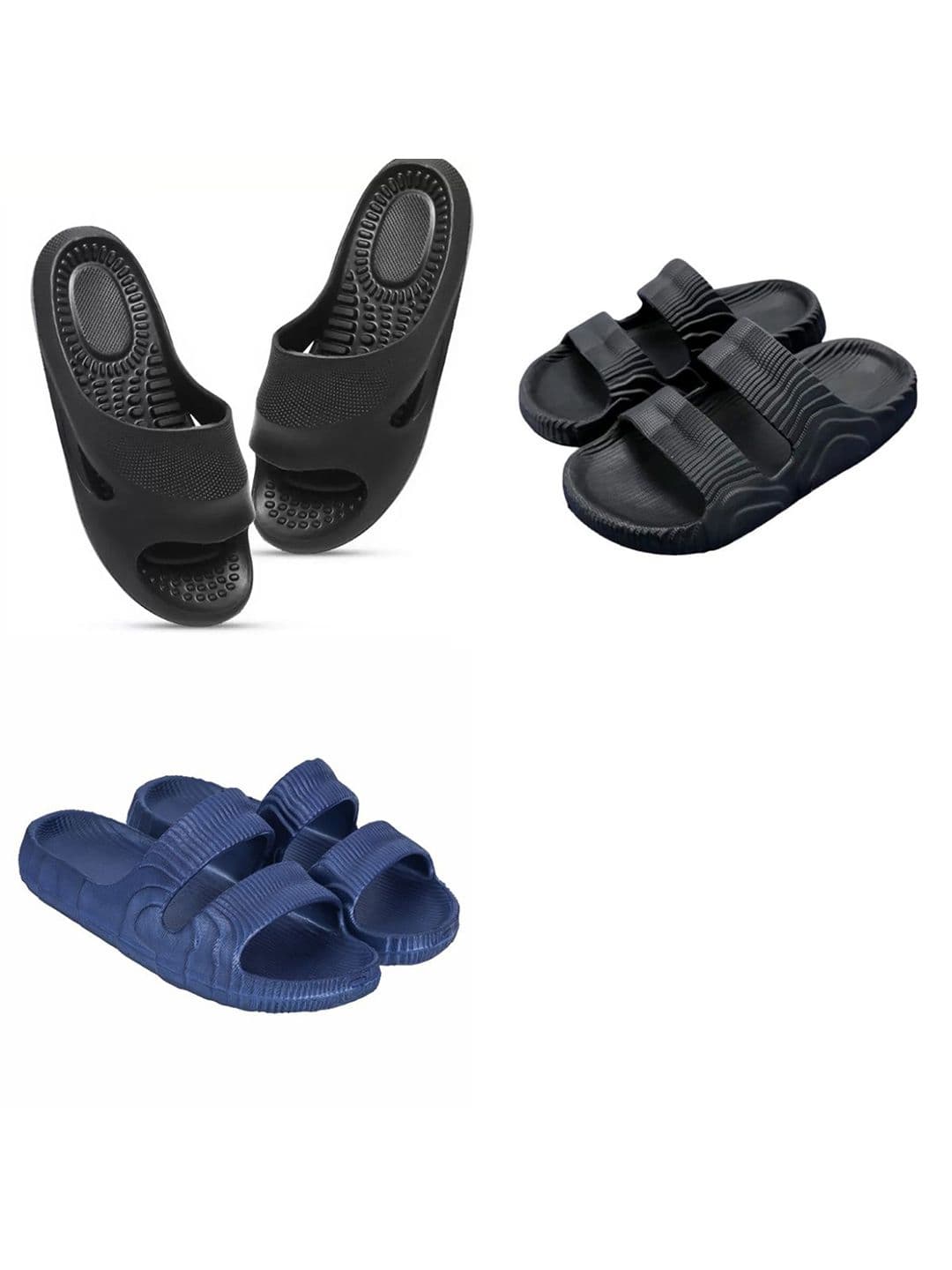 Feel alive Men Set of 3 Textured Slip-On Flip Flops - view 1