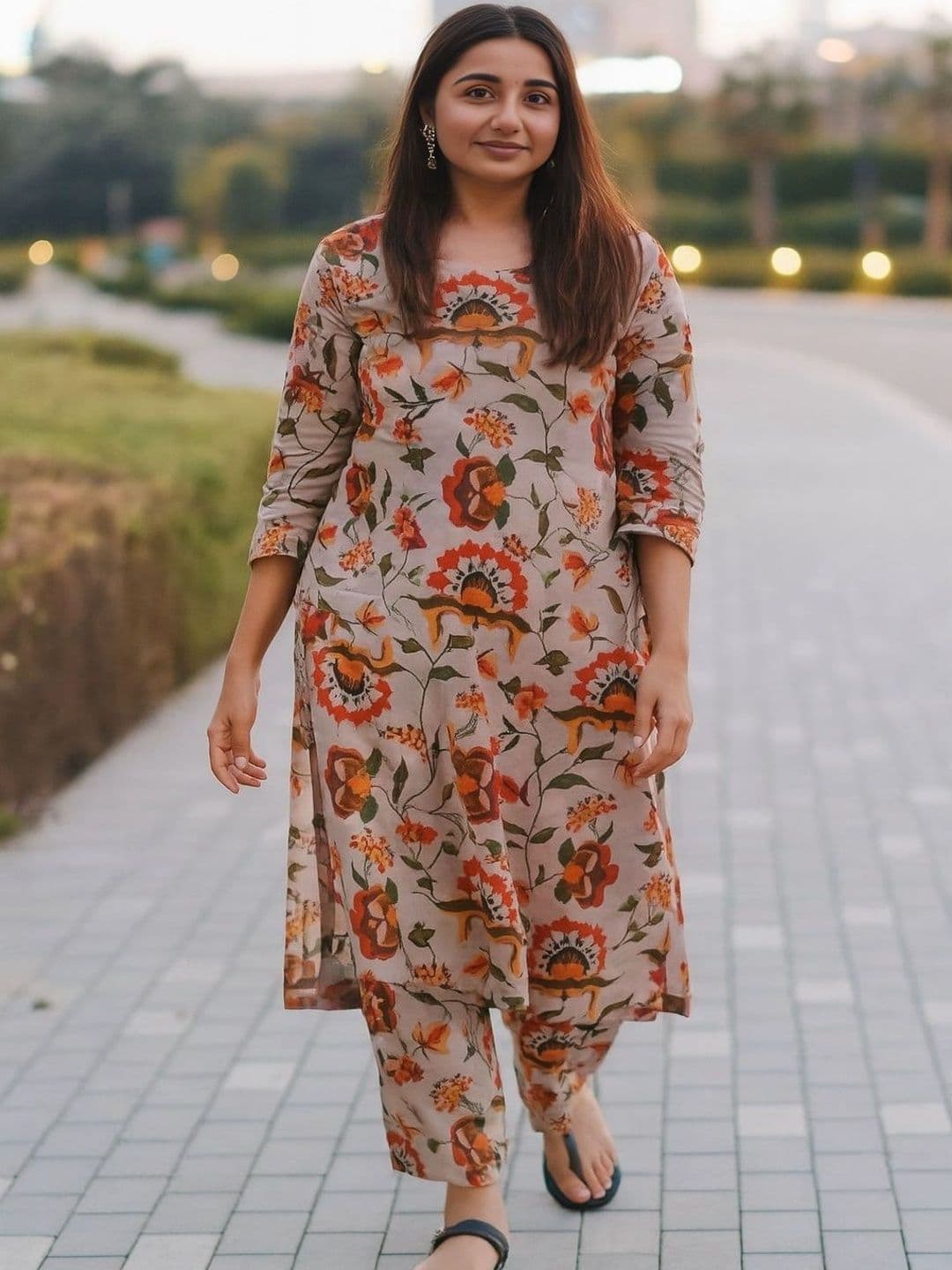 Moda Rapido Women Floral Printed Regular Kurta with Trousers - view 1