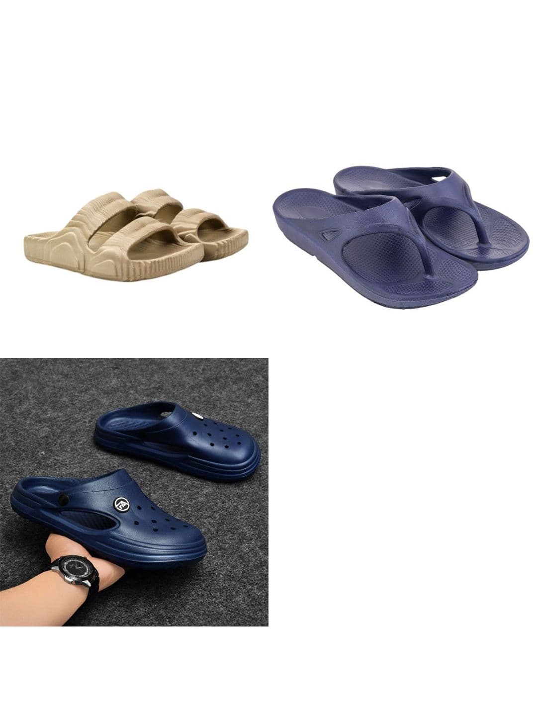 Feel alive Men Set of 3 Pair Self Design Lightweight Sliders - view 1