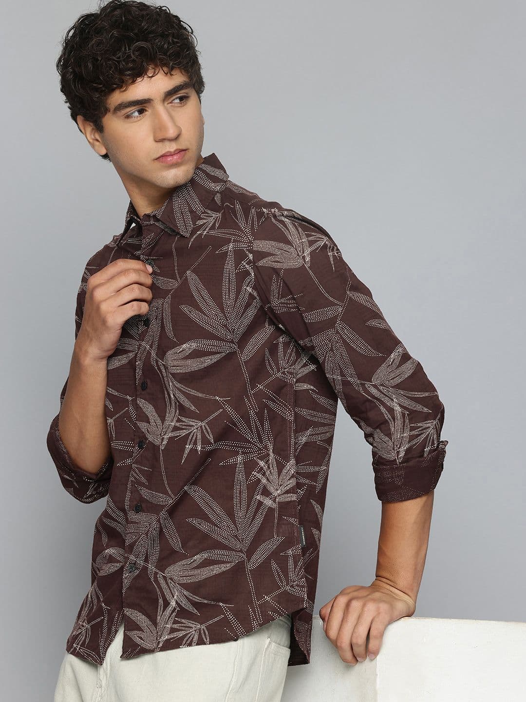 Flying Machine Slim Fit Floral Printed Pure Cotton Casual Shirt - view 1