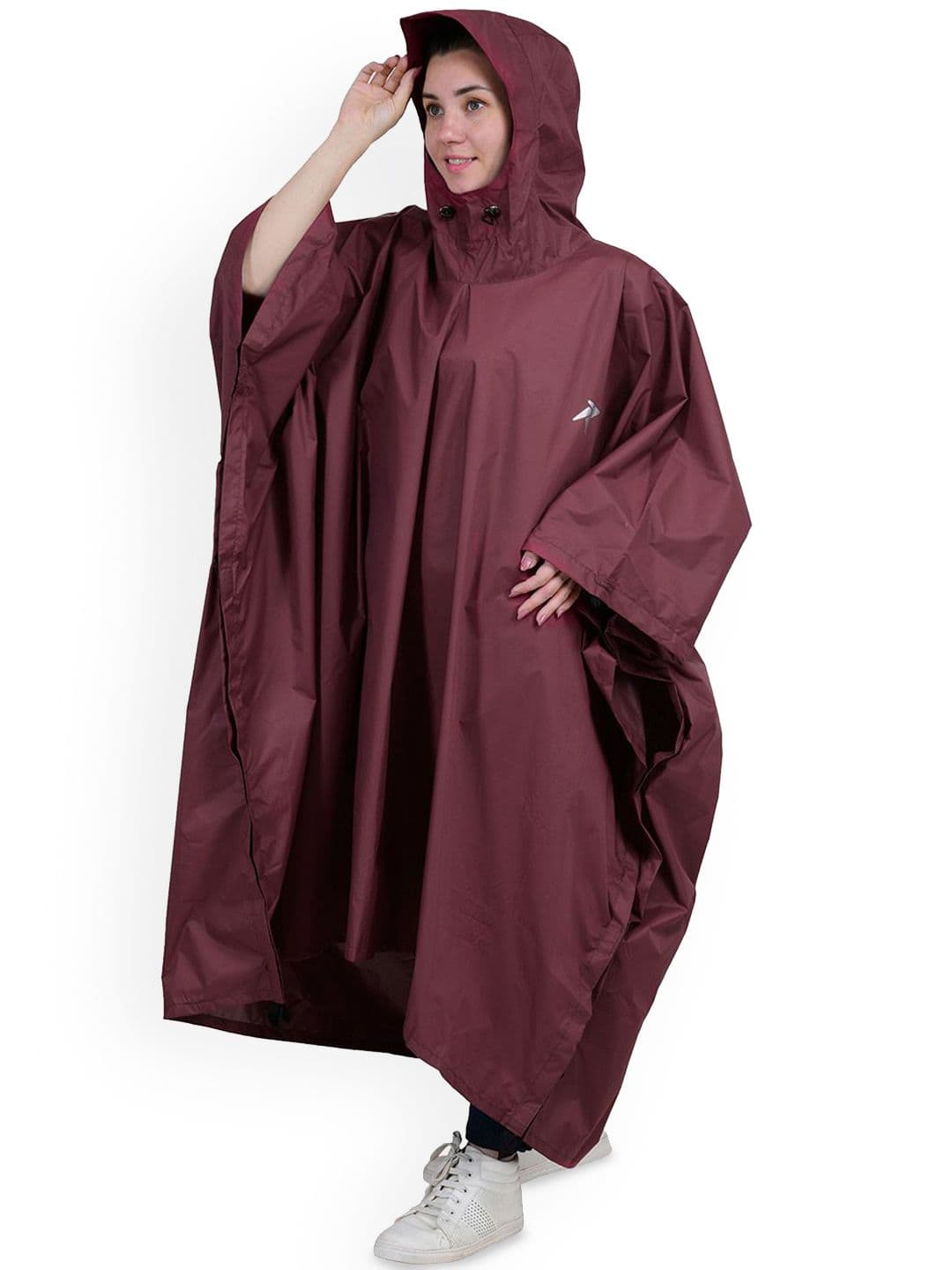 Rocksport Maroon Waterproof Hooded Rain Poncho With Pouch for Travel Camping