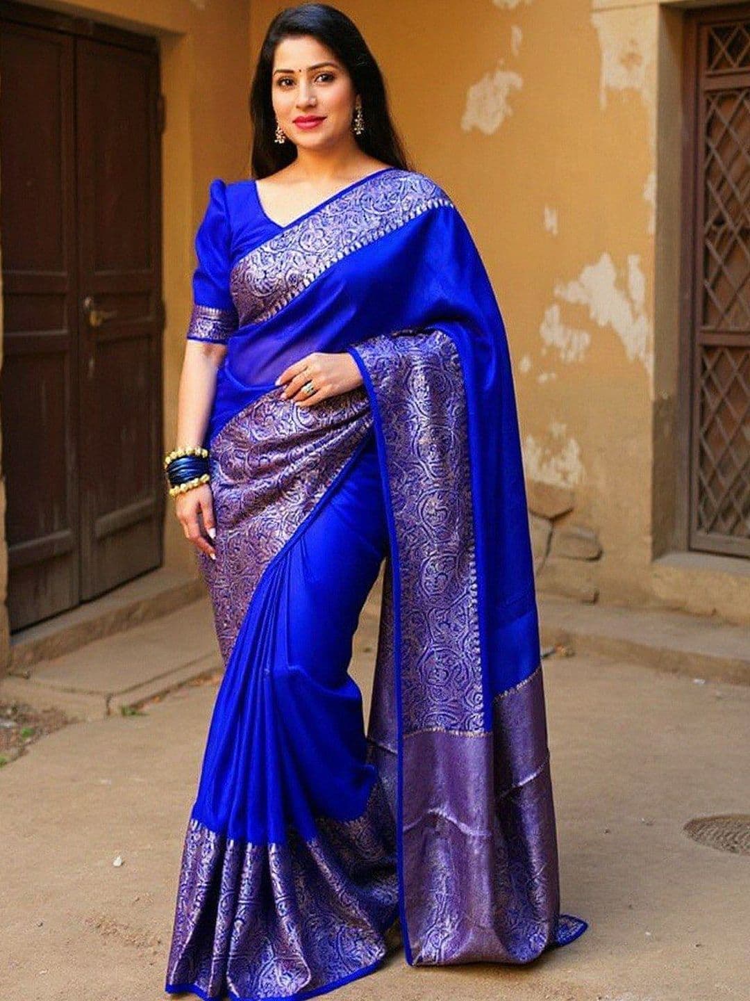 VILLE FASHION Woven Design Zari Art Silk Kanjeevaram Saree - view 1