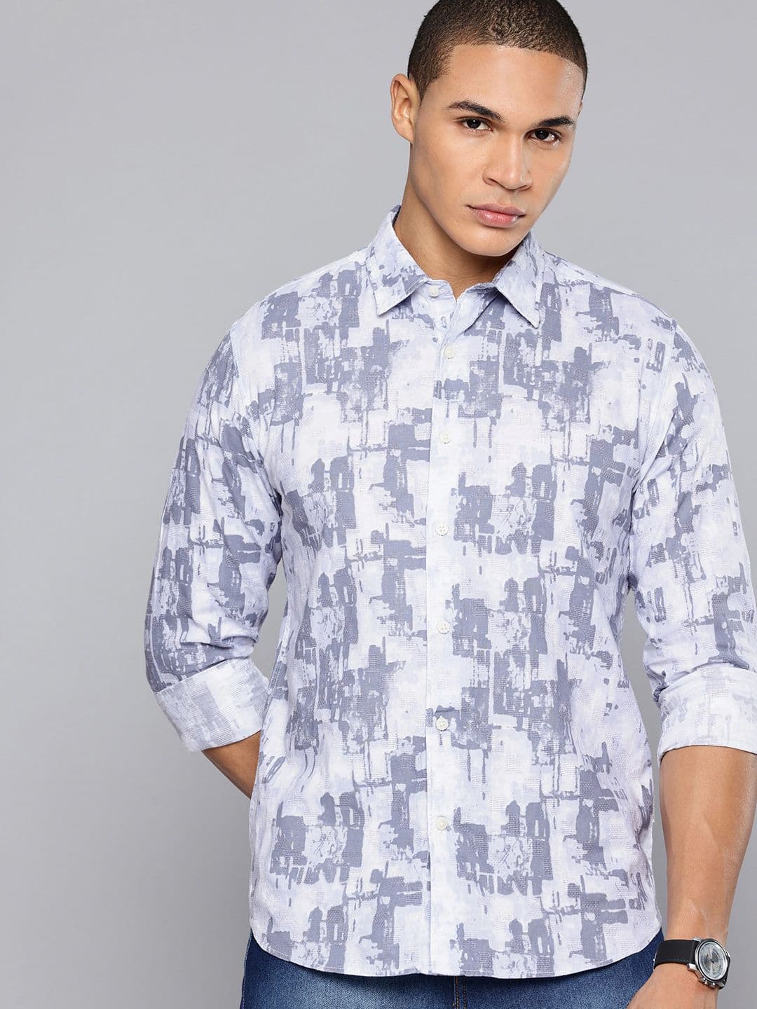 Flying Machine Slim Fit Abstract Printed Pure Cotton Casual Shirt - view 1