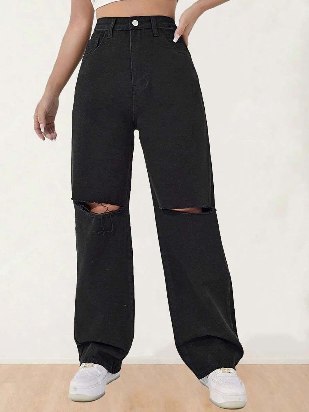 Kotty Women Relaxed Fit High-Rise Slash Knee Stretchable Jeans - view 1