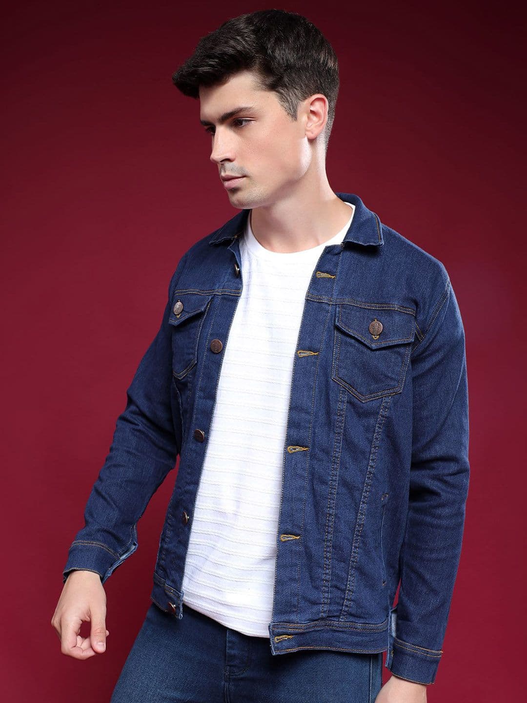 MaverIQ Men Solid Denim Jacket - view 1