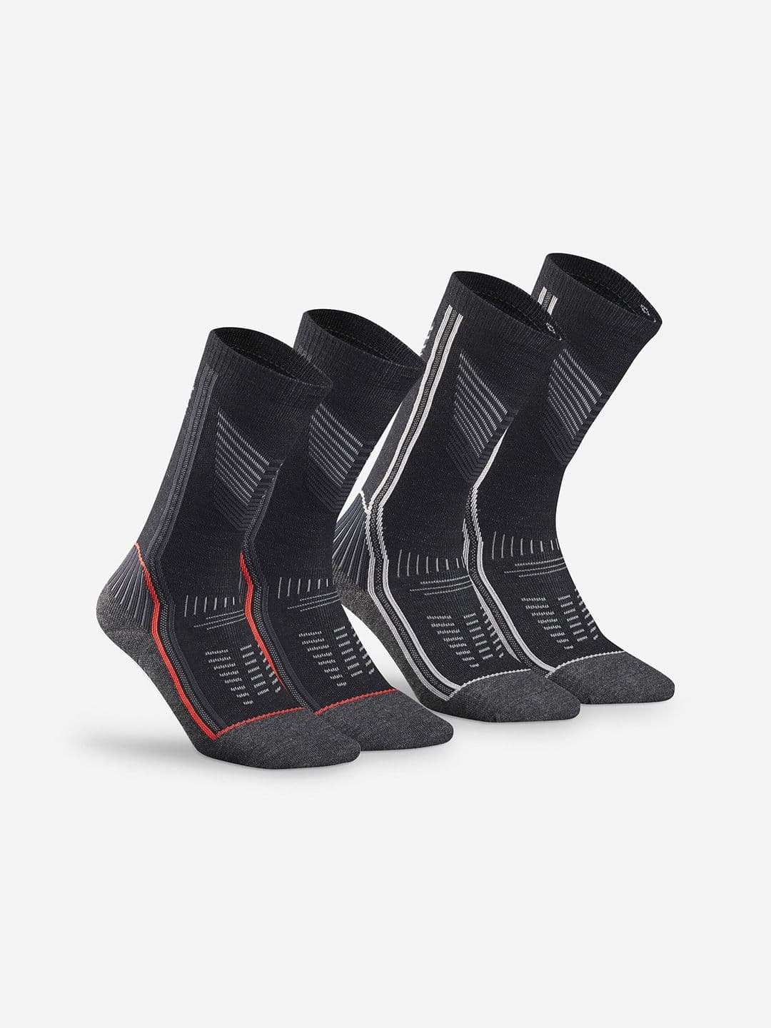 Decathlon Quechua - Unisex Grey Black SH900 Abrasion Resistant Hiking Socks Pack of 2 - view 1