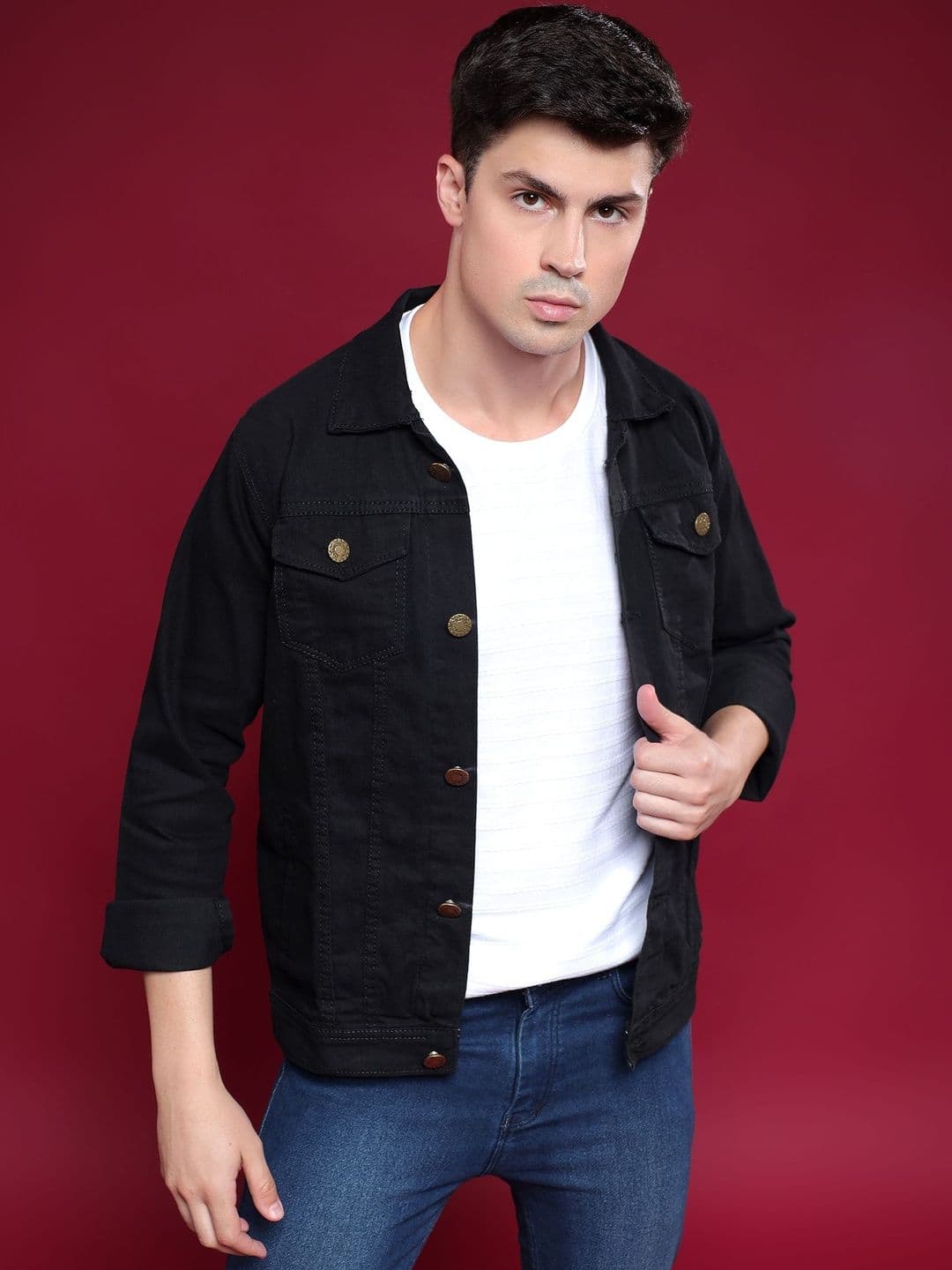 Mevan Men Black Regular Fit Denim Jacket - view 1