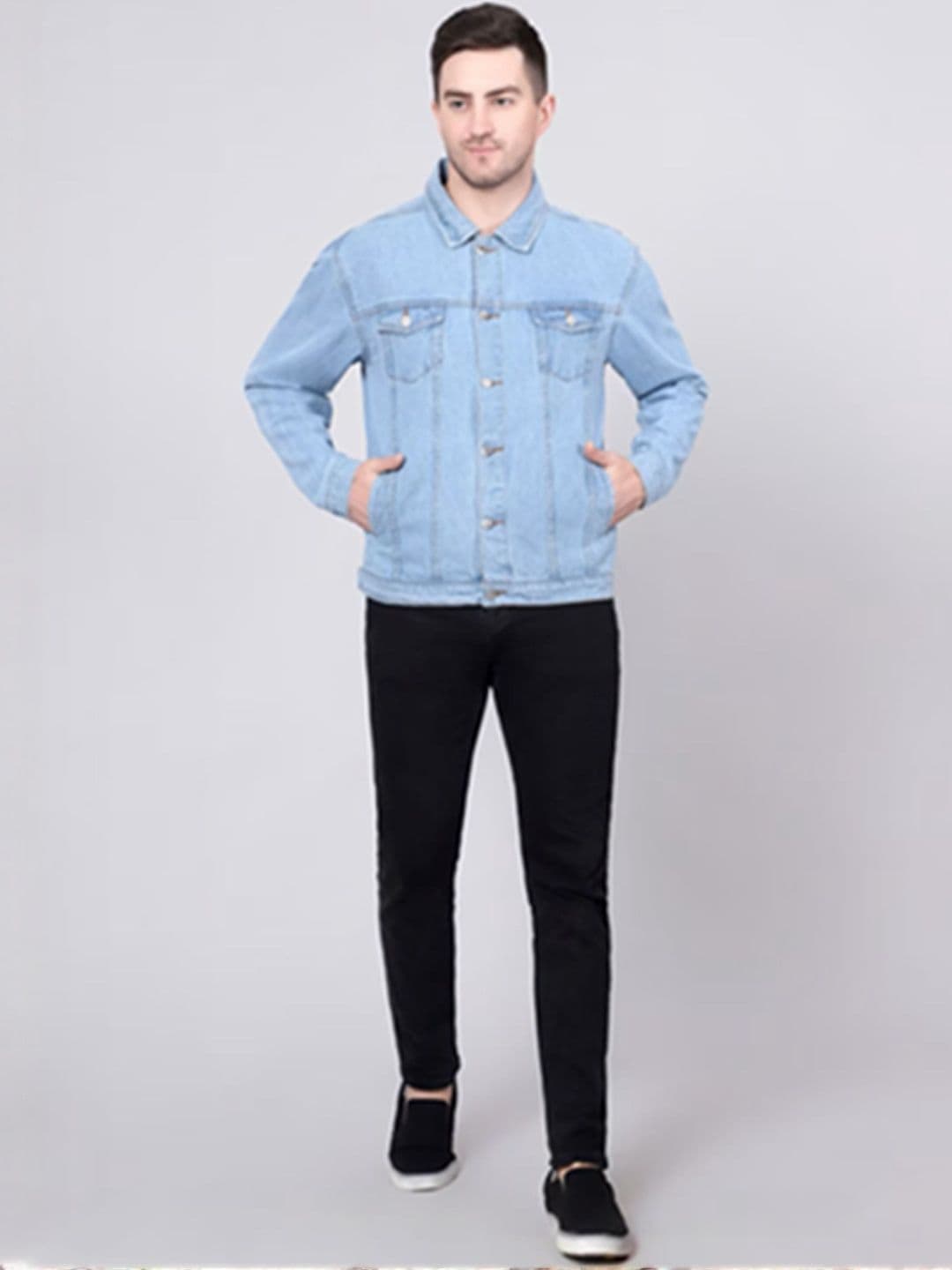 Mevan Men Sky Blue Outdoor Regular Fit Denim Jacket - view 1