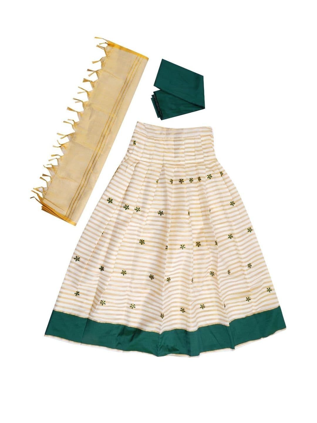SKV ETHNIVERSE Women Semi-Stitched Thread Work Lehenga & Unstitched Blouse With Dupatta - view 1