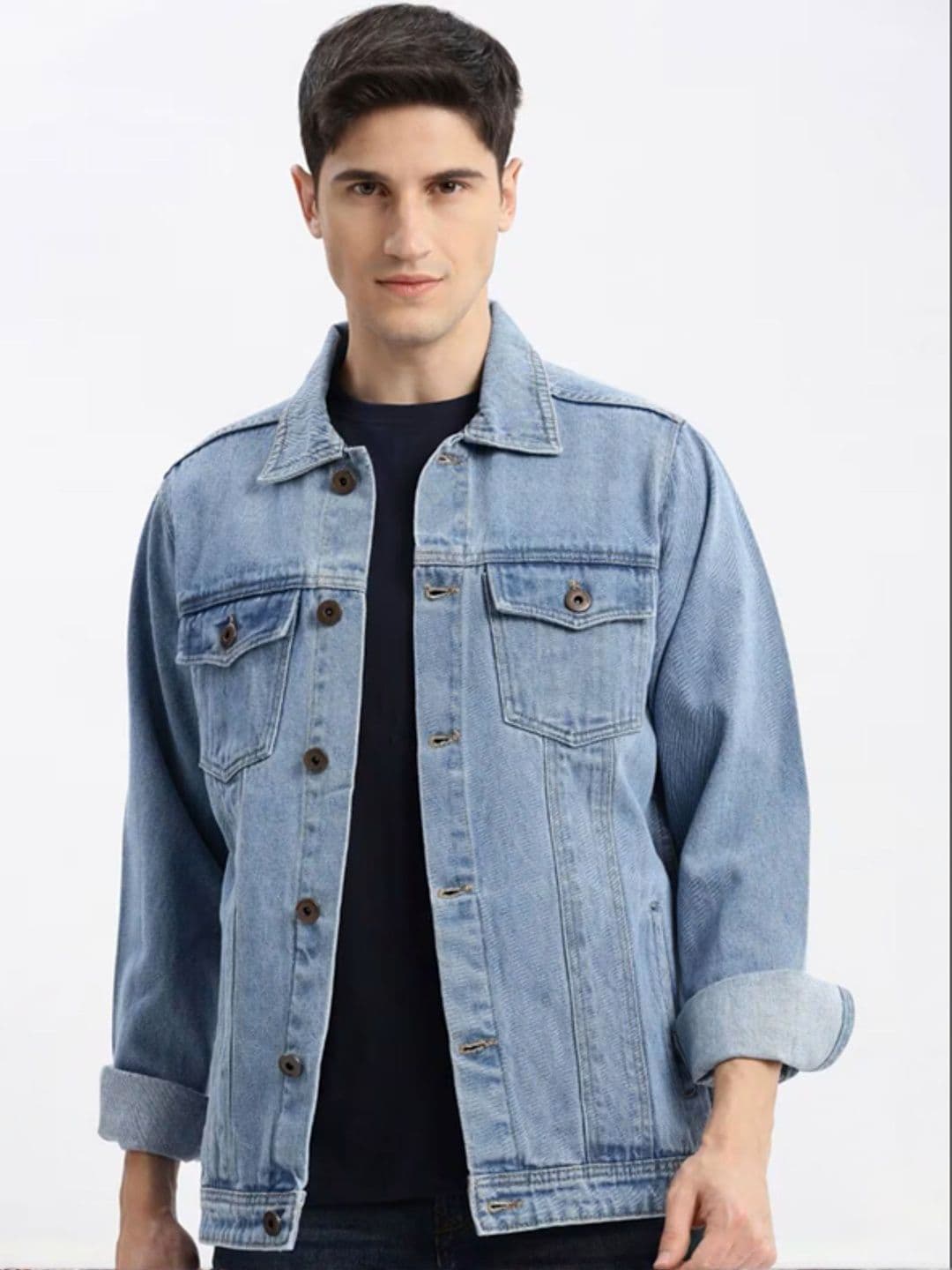 Mevan Men Regular Fit Denim Men Sky Blue Jacket - view 1