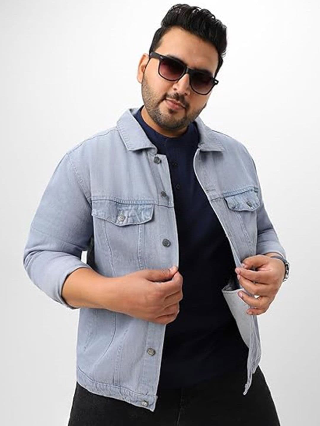 COMFITS Men Spread Collar Solid Denim Jacket - view 1
