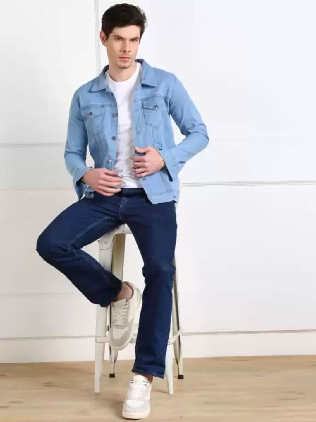 COMFITS Men Spread Collar Solid Denim Jacket - view 1