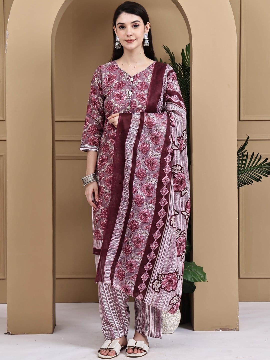 KALINI Women Printed Cotton Blend Kurta Sets With Dupatta - view 1