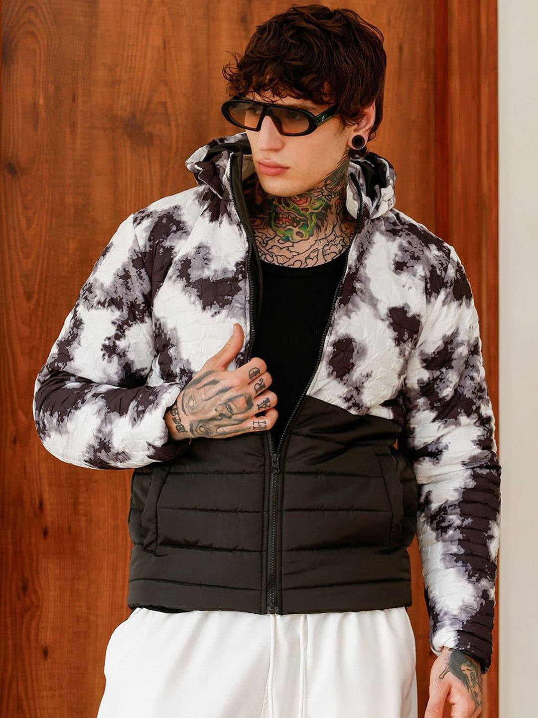 CAHOOT Men Hooded Abstract Printed Lightweight Puffer Jacket - view 1