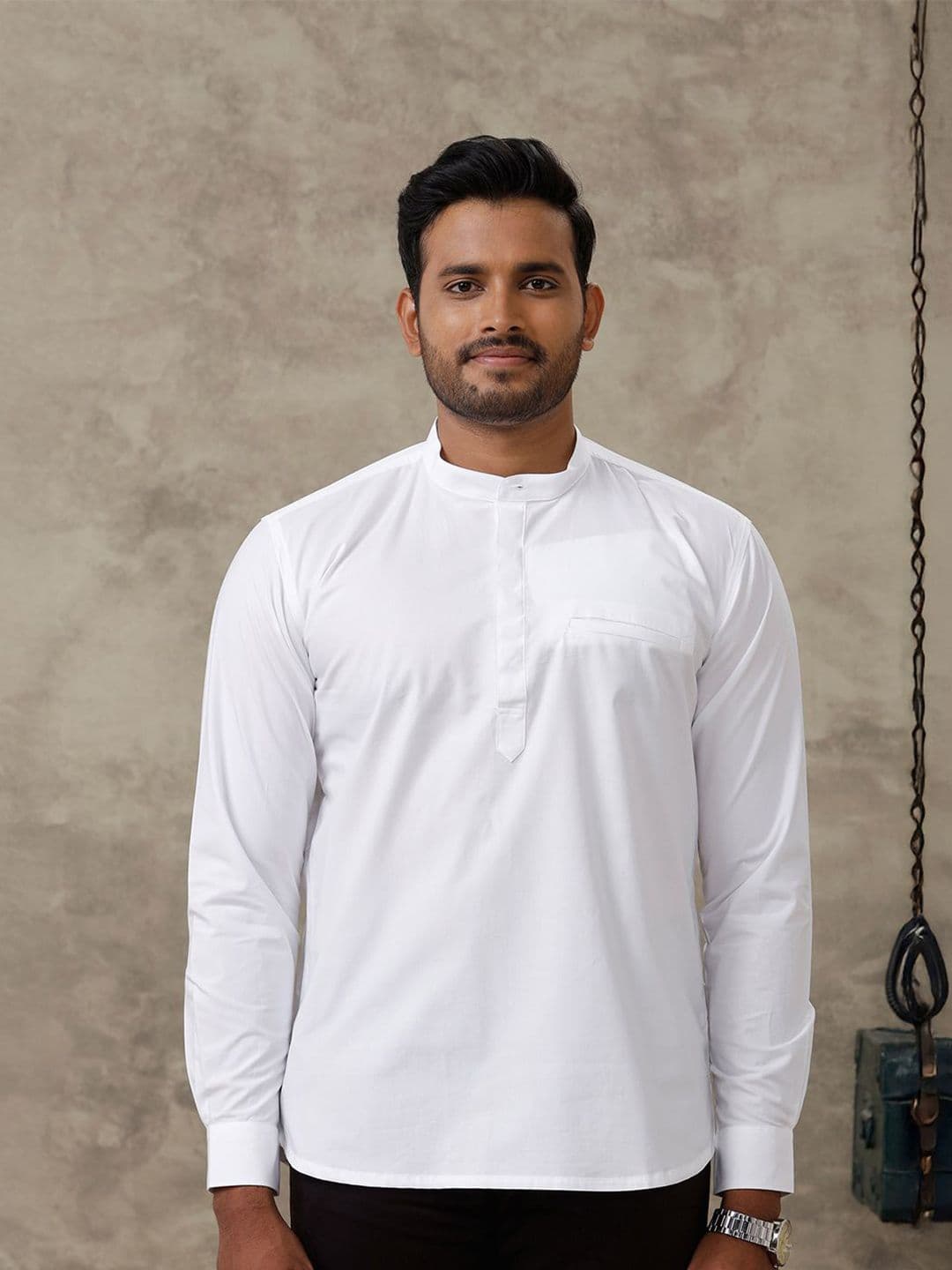 Ramraj Mandarin Collar Cotton Kurta - view 1