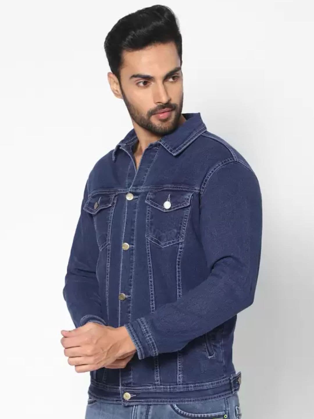 COMFITS Men Spread Collar Solid Denim Jacket - view 1