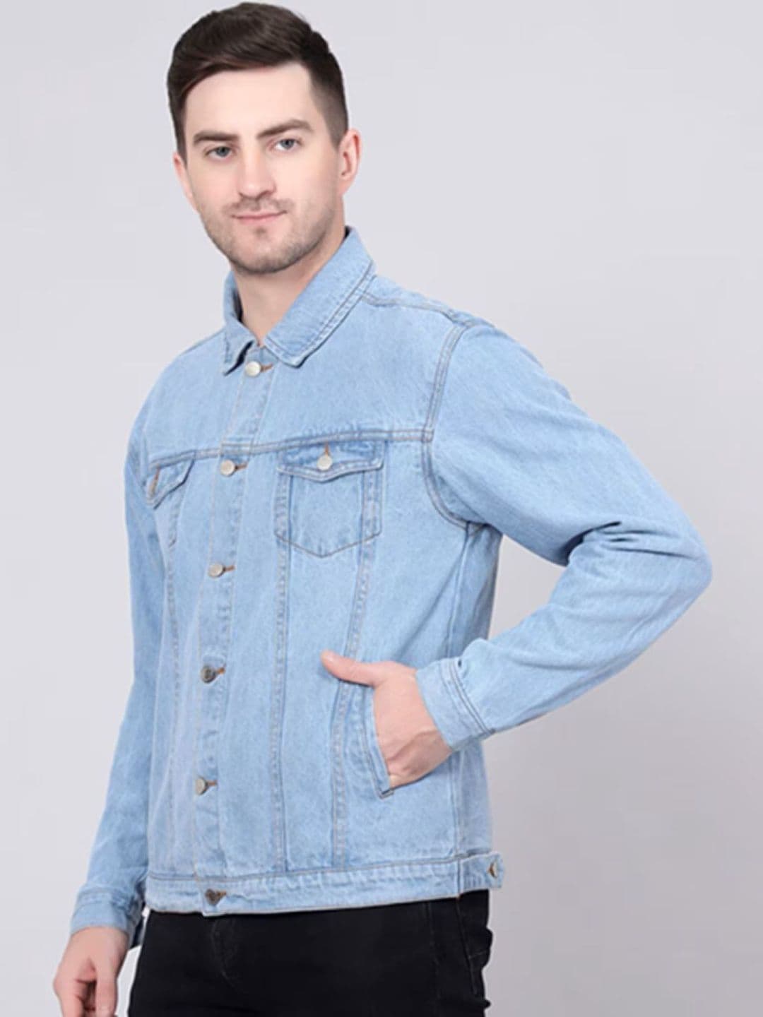Mevan Men Blue Cotton Denim Jacket - view 1