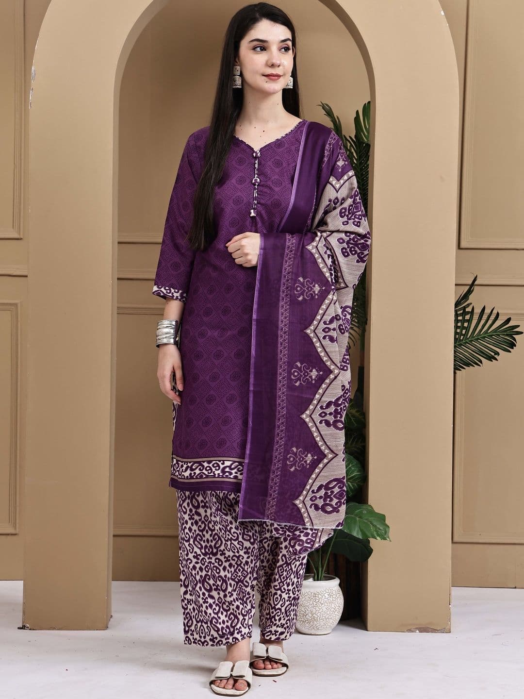 KALINI Women Printed Cotton Blend Kurta Sets With Dupatta - view 1