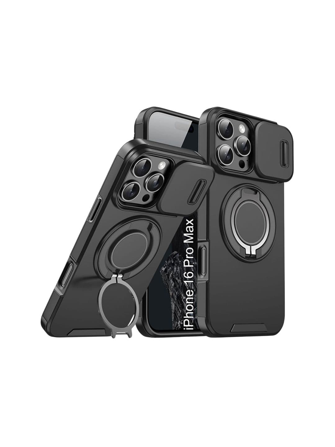 Luxury Kase Shockproof iPhone 16 Pro Max Magnetic Back Case With Slide Camera Cover