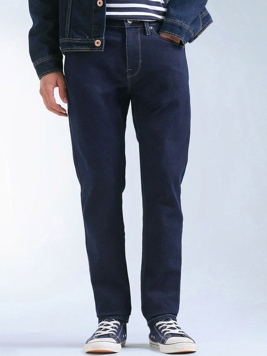 Flying Machine Men Tapered Fit Mid-Rise Stretchable Jeans - view 1