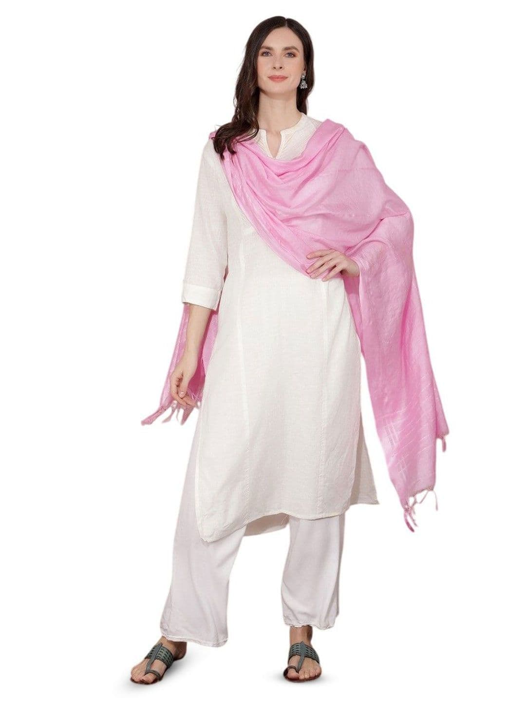 A R SILK DUPATTA HUB Cotton Dupatta With Sequinned - view 1