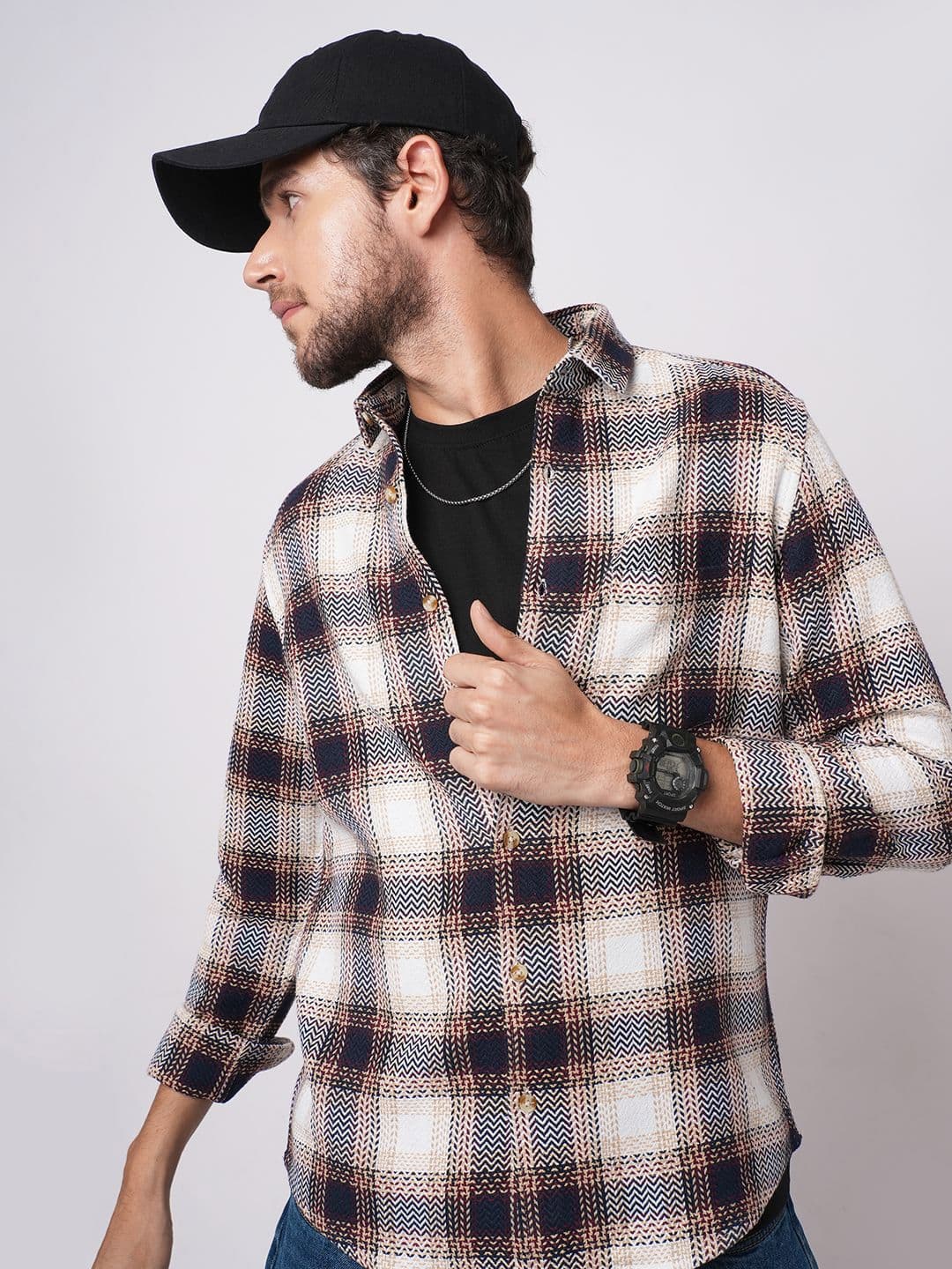 VASTRADO Men Classic Fit Tartan Checked Spread Collar Cotton Casual Shirt - view 1