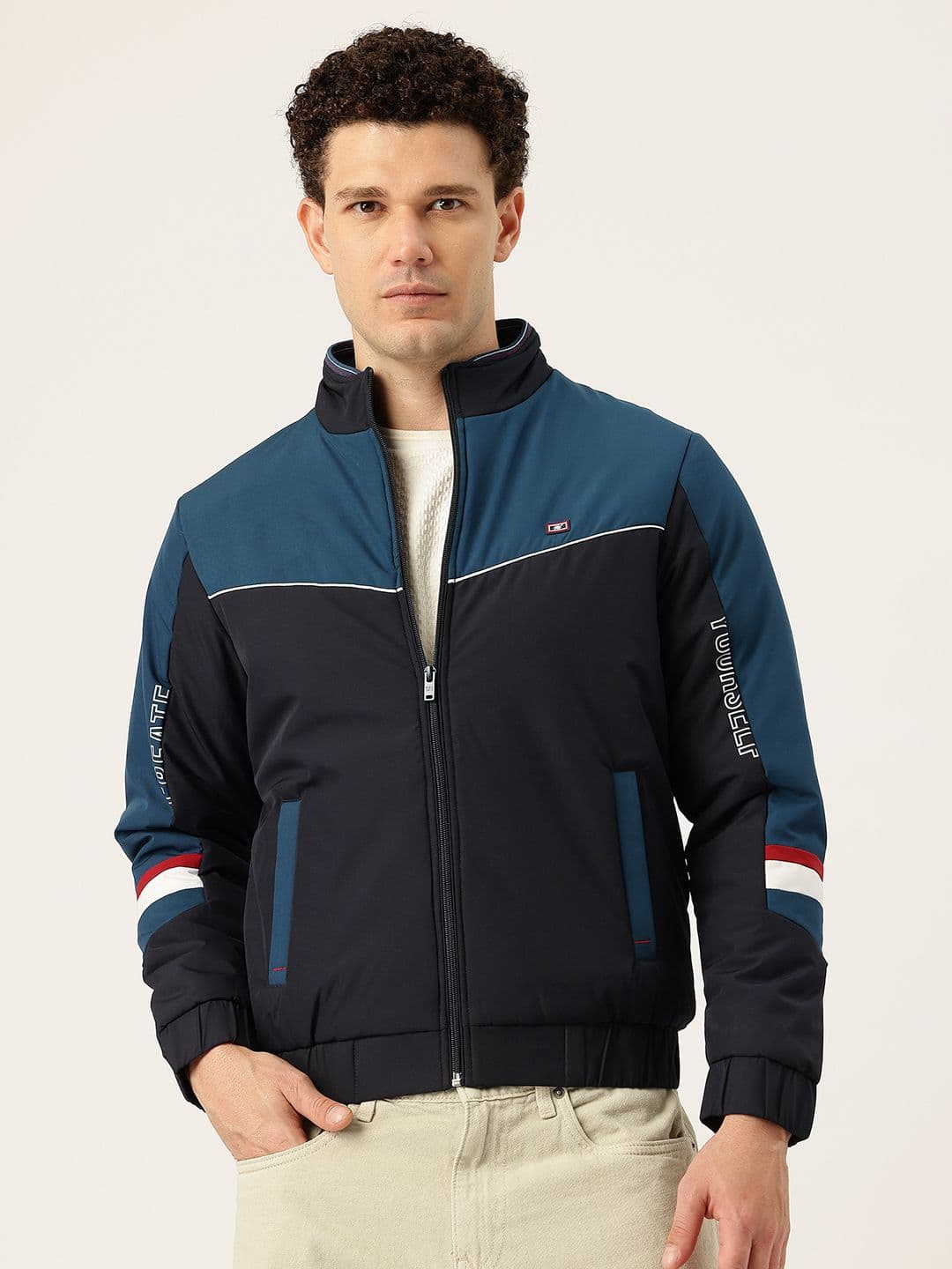 Monte Carlo Colourblocked Mock Collar Bomber Jacket - view 1