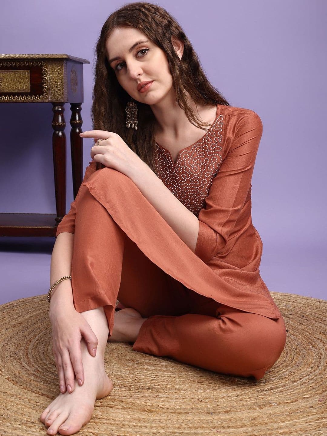 KALINI Women Rust Kurta Sets - view 1