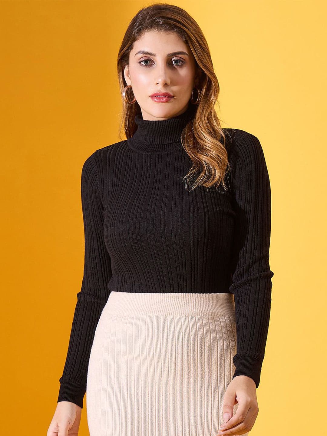98 Degree North Women Ribbed High Neck Cotton Pullover - view 1