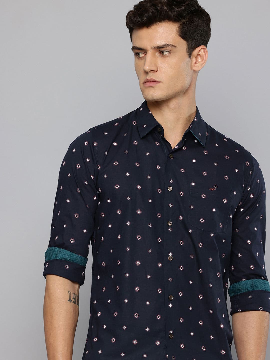Mufti Slim Fit Geometric Printed Pure Cotton Casual Shirt - view 1