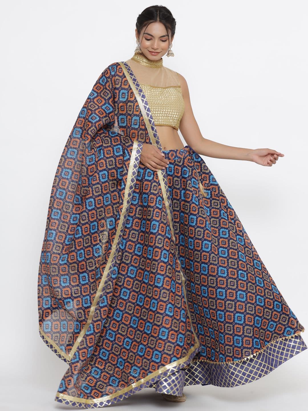 BAESD Printed Ready to Wear Pure Cotton Lehenga & Unstitched Blouse With Dupatta - view 1