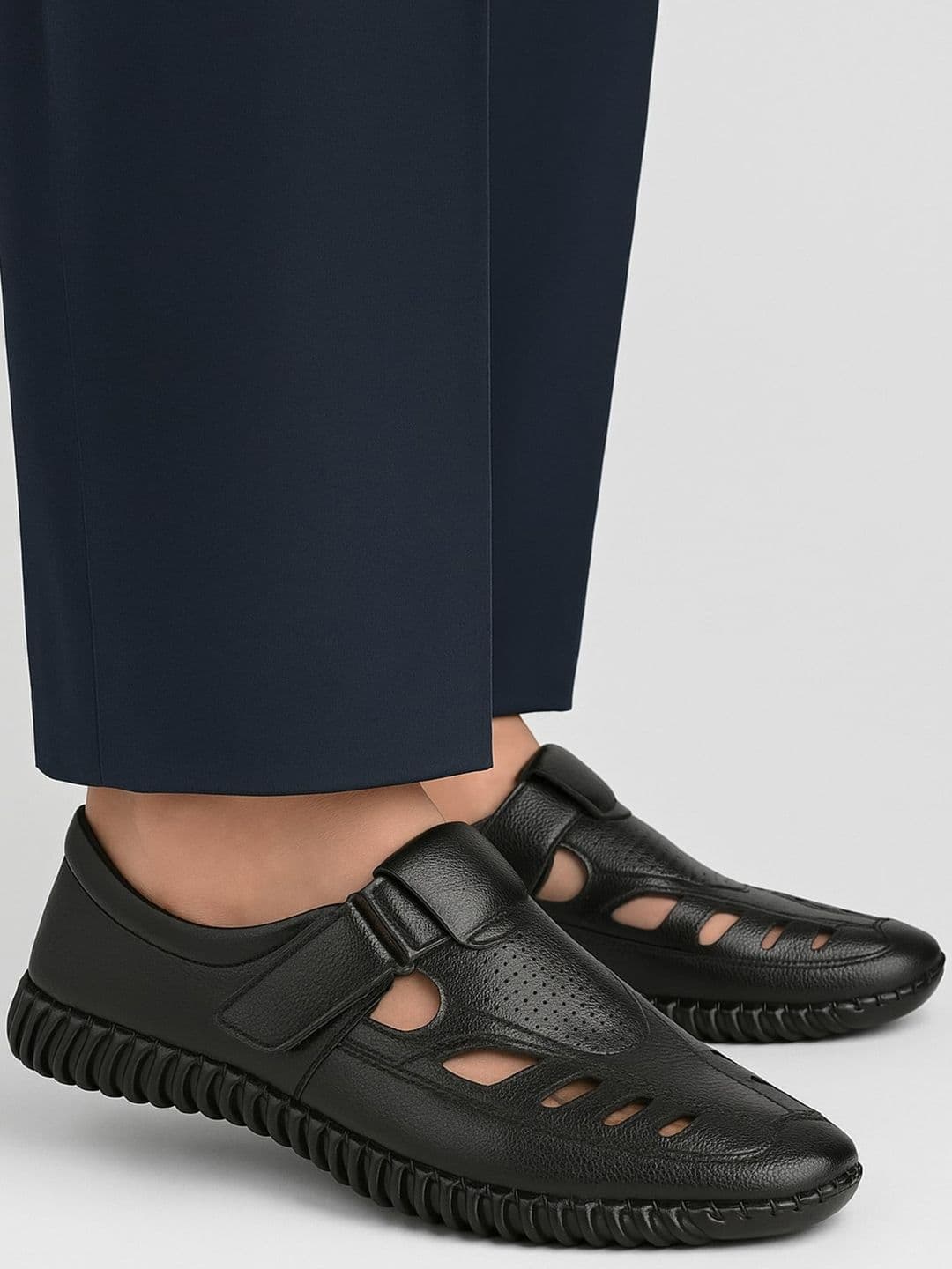 ASTEROID Men Black Casual Synthetic Leather Comfort Sandals - view 1