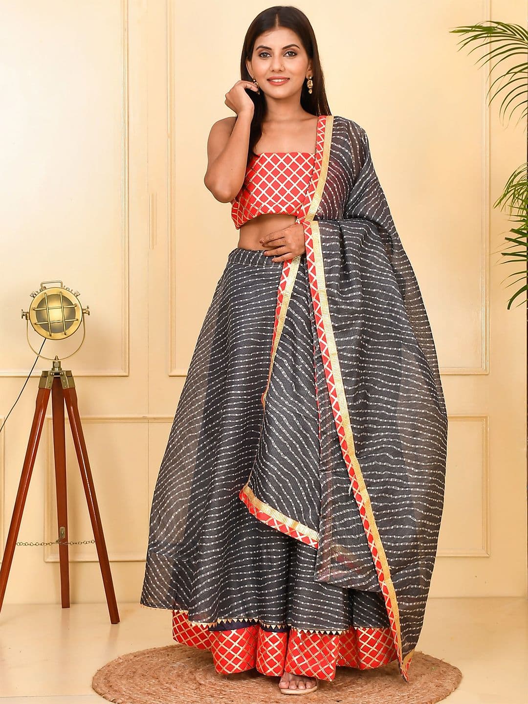 BAESD Printed Ready to Wear Pure Cotton Lehenga & Unstitched Blouse With Dupatta - view 1