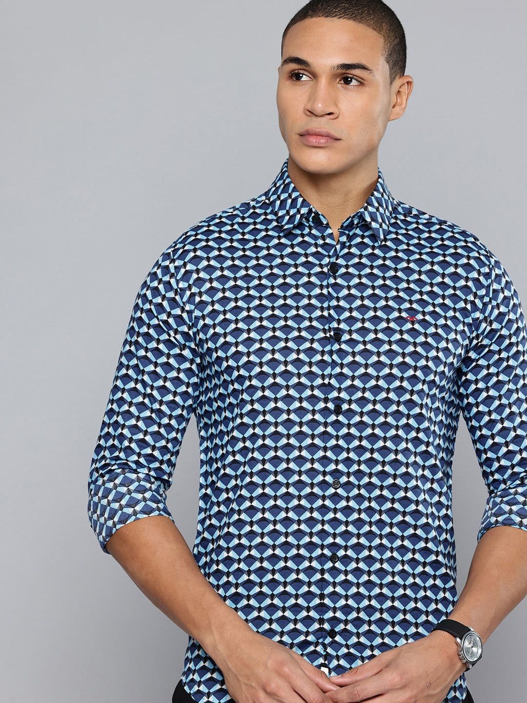 Mufti Slim Fit Geometric Printed Pure Cotton Casual Shirt - view 1
