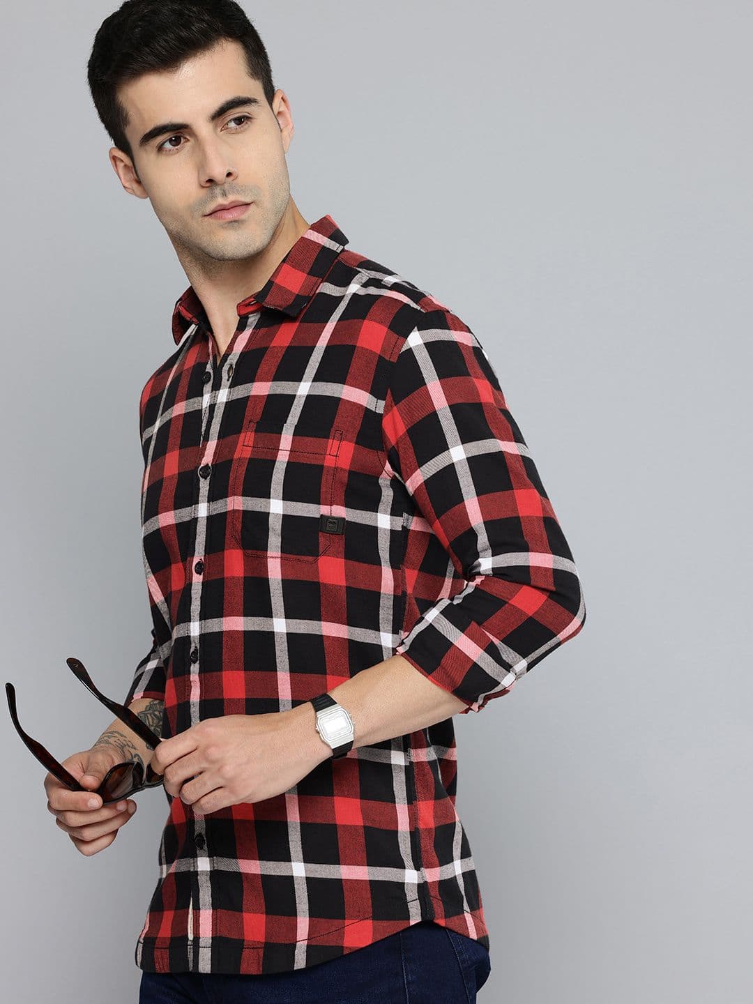 Mufti Slim Fit Checked Pure Cotton Casual Shirt - view 1