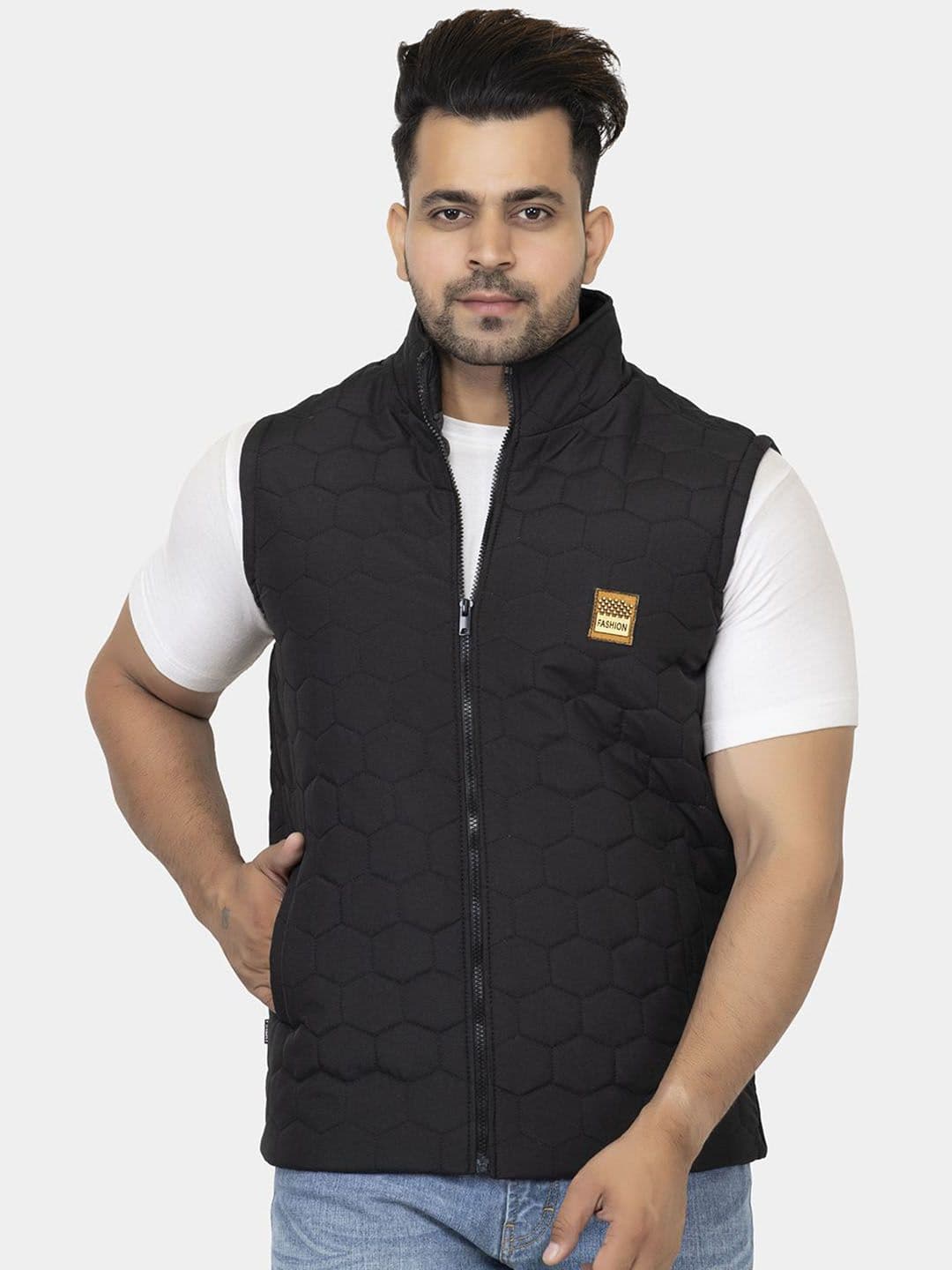 STYLOPLEX Men Black Casual Solid Gilet Jacket - view 1