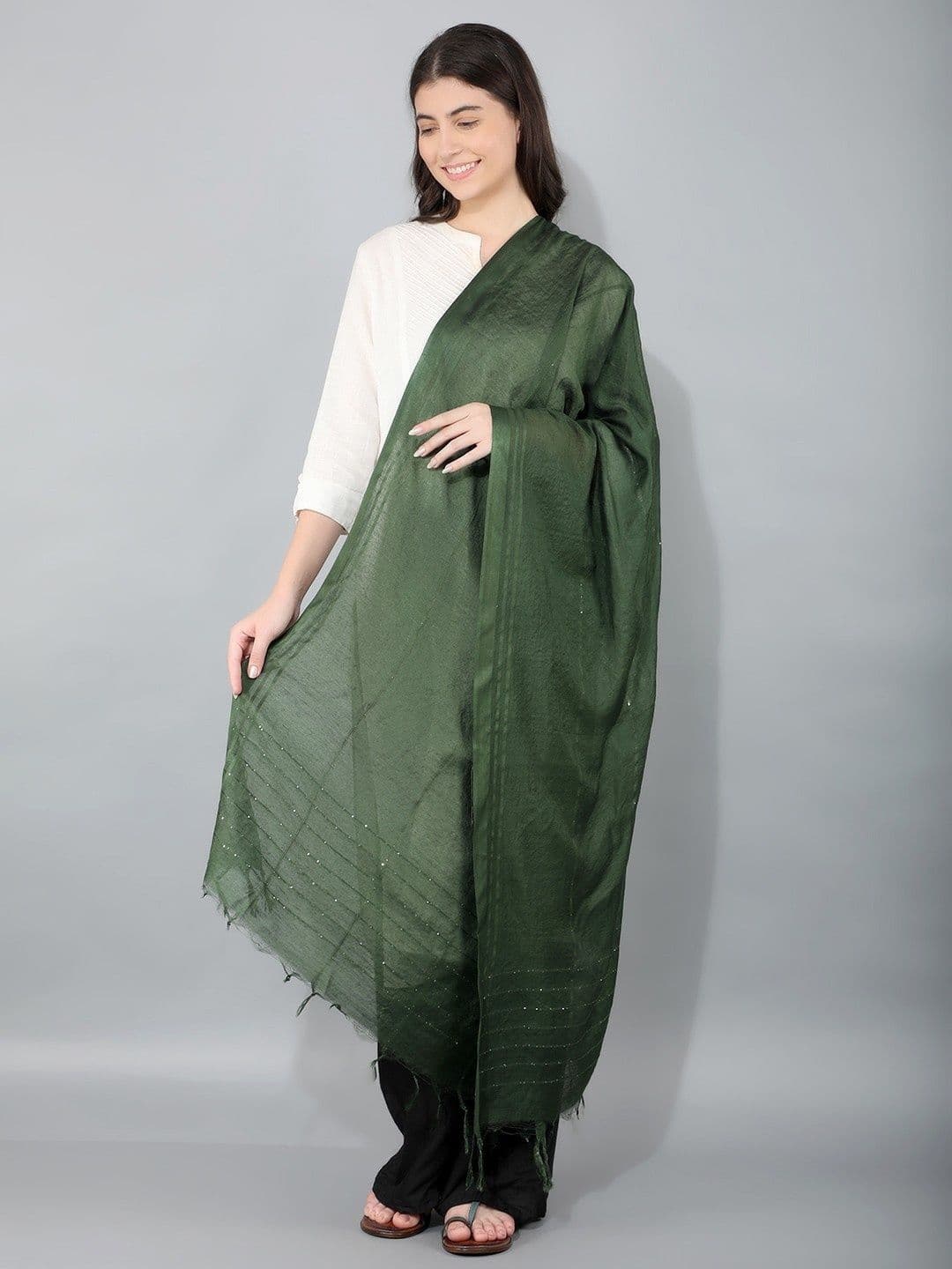 A R SILK DUPATTA HUB Cotton Dupatta With Sequinned - view 1