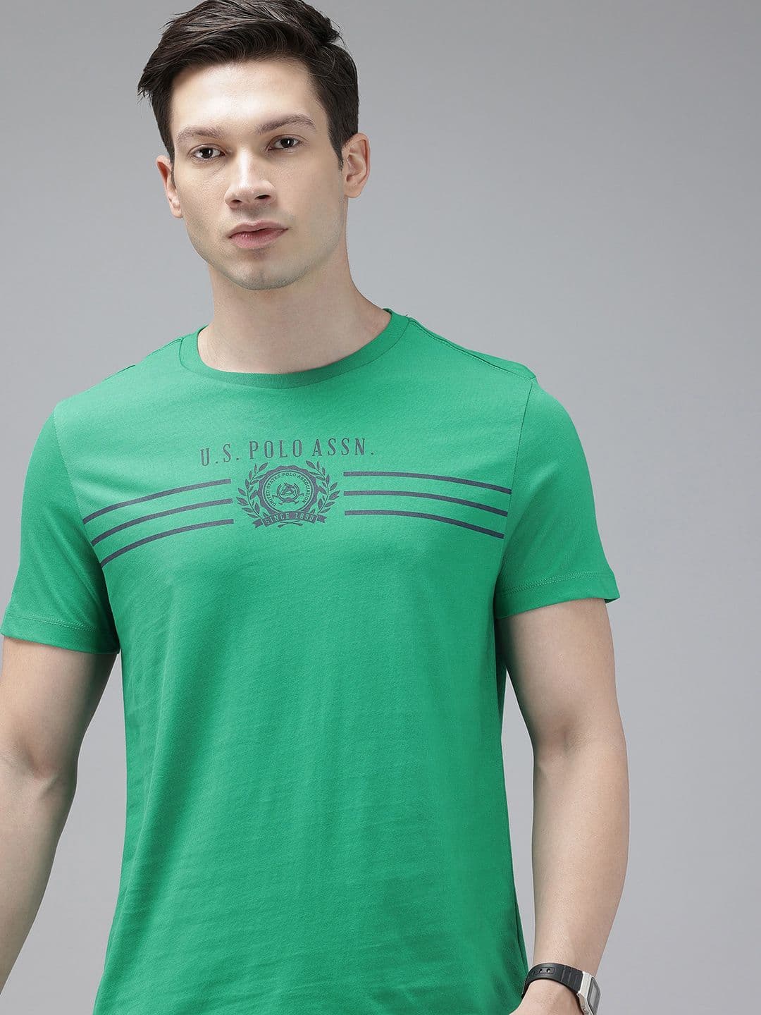 U.S. Polo Assn. Brand Logo Printed Pure Cotton Slim Fit T-shirt - view 1